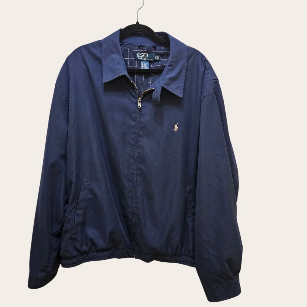 Polo Ralph Lauren Navy Blue Harrington Jacket Mens 2XB Big Preppy Casual Classic